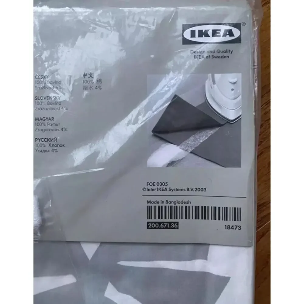 Ikea PETRA Window Drapes Curtains 57x118” Gray White Modern Cotton NEW One Pair